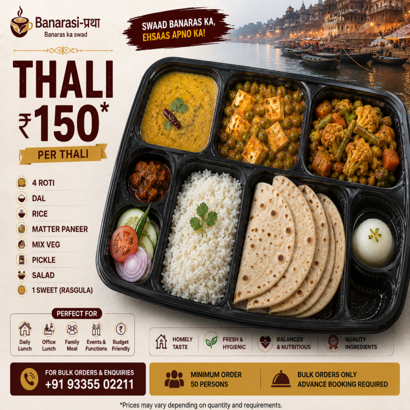 Premium Veg Thali Catering | Starting From ₹150 Per Plate | Banarasi Pratha